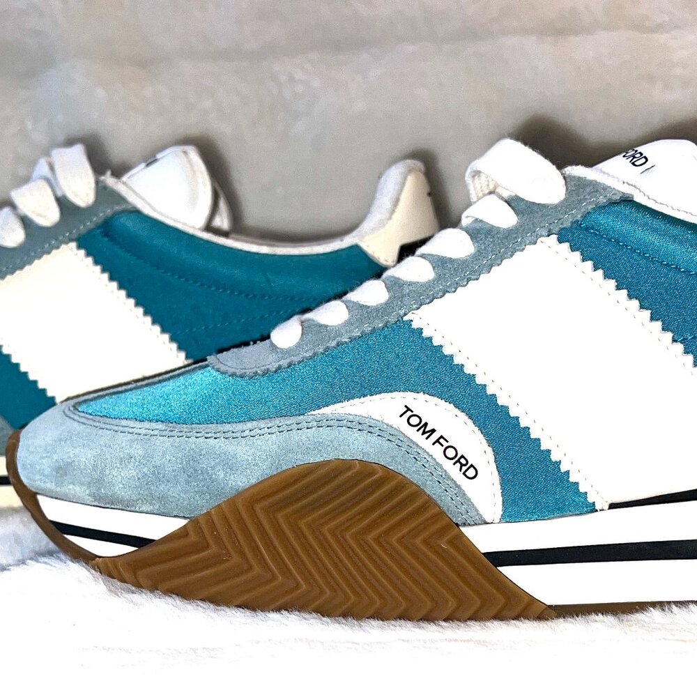 TOM FORD James Technical Fabric Low Top Sneakers Green/Light Blue size 10 men
